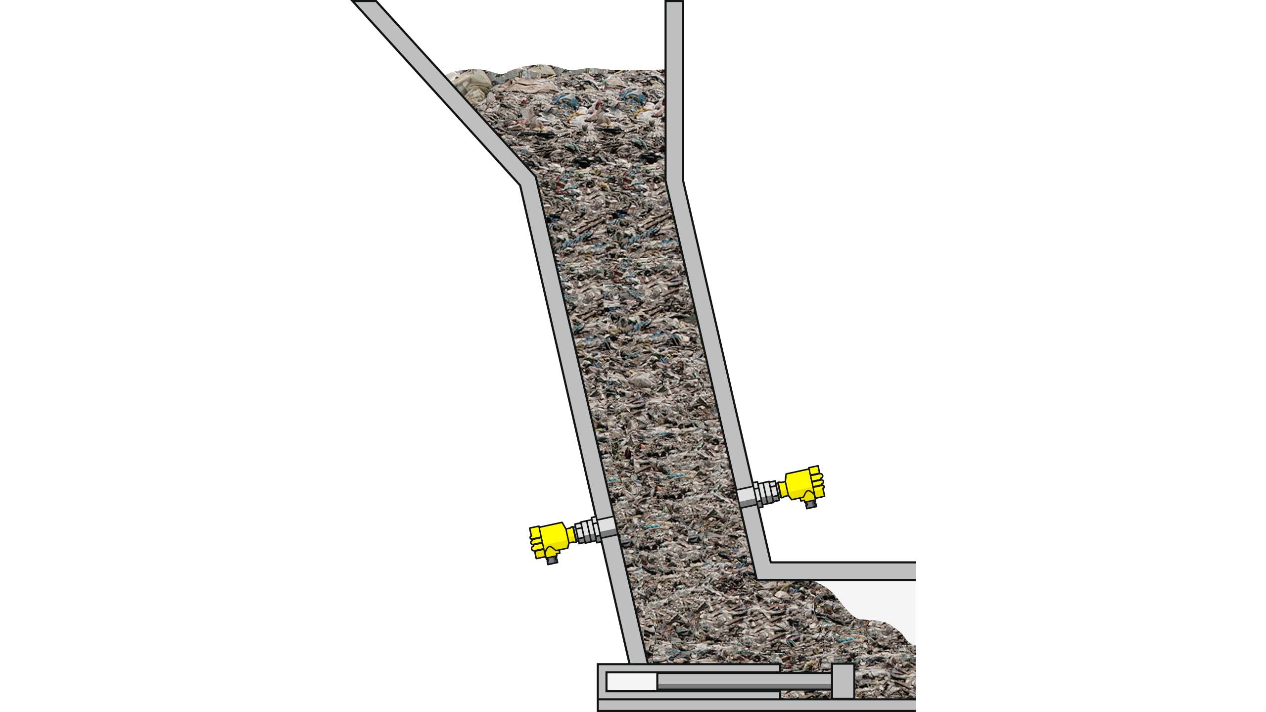 Mikrobølge niveauswitch placeret over skakt